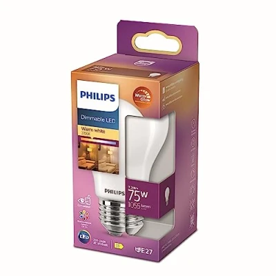 Image de Philips ampoule LED Standard E27 75W Blanc Chaud Dépolie verre Compatible Variateur,