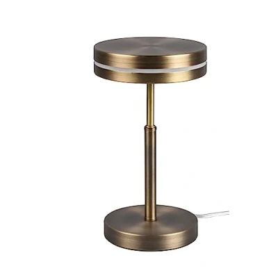 Image de TRIO, Lampe de table, Franklin incl. 1 x LED,SMD,6,0 Watt,3000K,700 Lm. Plastique, Noir, Corps: Métal, Laiton fumé Ø:14,0cm, H:25,0cm Interrupteur cordon,IP20,Source lumineuse non remplaçab,