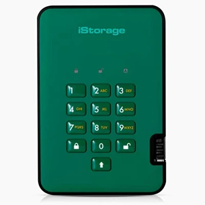 Image de iStorage diskAshur2 HDD 1To Bleu Disque dur portable sécurisé Protégé par mot de passe Résistant à la poussière et l&#039;eau Cryptage matériel