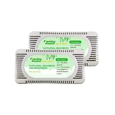 Image de Fonday 2 Pack Refrigerator Deodorizer, Odor Eliminator for Fridges, Freezers, Coolers &amp; Lunch Boxes, Natural Bamboo Activated Charcoal Fridge More Effective Than Baking Soda