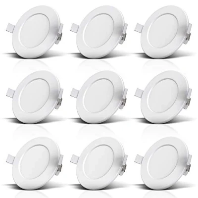 Image de B.K.Licht lot de 9 spots encastrables spéciales salle bain IP44, protégés contre les projections d&#039;eau, ultra plat, Ø115mm, modules LED 6W, lumière blanche chaude