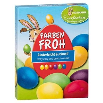 Image de Heitmann Eierfarben couleurs Froh 6 d&#039;œufs liquides 1017049 Jaune/Orange/Rouge/Vert/Bleu/Prune 30 ml