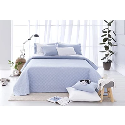 Image de Todocama Couvre lit Fin avec Motif piqué pour Le Printemps, l&#039;été, l&#039;automne et l&#039;hiver. 100% Microfibre Extra Douce. Housse de Couette Multifonction 105 200 x 260 cm, Bleu Clair