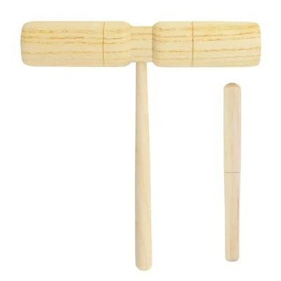 Image de A Star T Bar Double Two Tone Wood Block avec batteur en bois, Percussion Rhythm