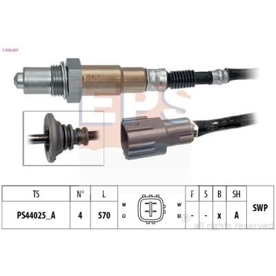 Image de EPS 1.998.607 Sonde lambda chauffé, planaire, Filetage prégraissé TOYOTA: Yaris II 3/5 portes, Prius Liftback, III portes