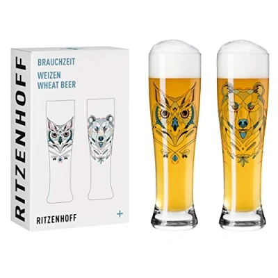 Image de Ritzenhoff 3481001 Verre à bière de blé 500 ml Set 2 série Brauchzeit N 1, pièces avec impression numérique multicolore