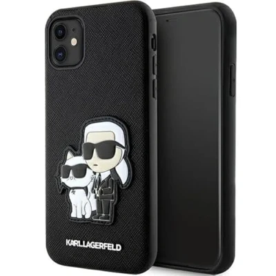 Image de Karl Lagerfeld KLHCN61SANKCPK Coque rigide pour iPhone 11 / XR 6,1&quot; Noir Saffiano &amp; Choupette