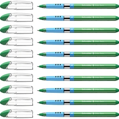 Image de Schneider Slider Basic (Stylos à bille, pointe moyenne (M)) Lot de 10 Stylos, Encre verte