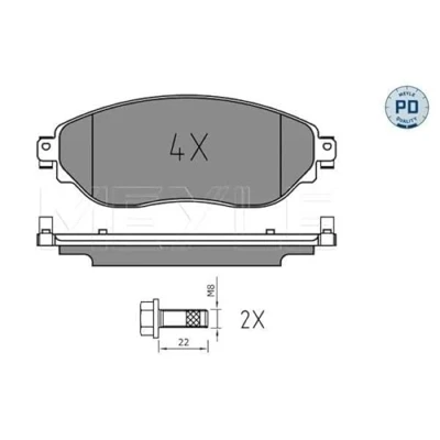 Image de MEYLE 025 220 8718/PD Jeu de plaquettes frein PD Quality Essieu avant non préparé pour indicateur d&#039;usure RENAULT: Trafic 3, 3 Bus