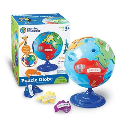 Image de Learning Resources Globe puzzle, jeu éducatif, découvre le monde, développe les compétences de résolution problèmes, Cadeau pour enfants 6 7 8 9 ans, garçons et filles