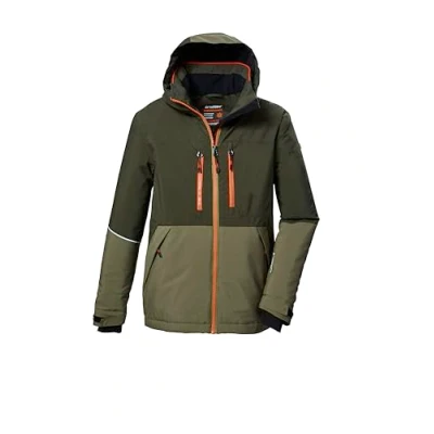 Image de killtec Garçon Veste de ski/veste fonctionnelle avec capuche et jupe pare neige KSW 388 BYS SKI JCKT, oliv, 128, 42114 000