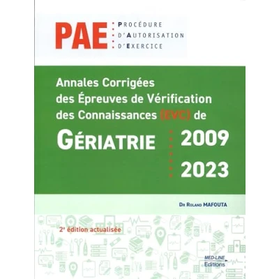 Image de Annales Corrigées des Epreuves de Vérification Connaissances gériatrie 2009 2023. 2e édition actualisée