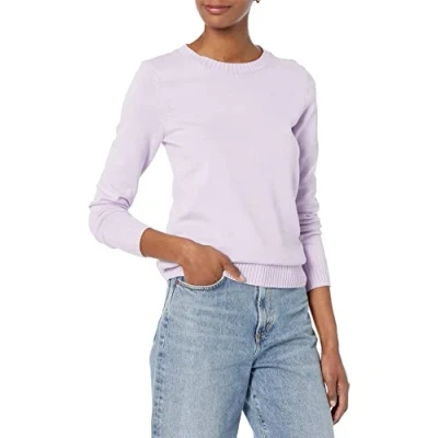 Image de Amazon Essentials Pull À Col Rond 100 % Coton (Disponible en Grande Taille) Femme, Lilas Pastel, L