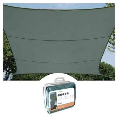 Image de Perel Voile d&#039;ombrage, Hydrofuge, 4 x 3 m, 160 g/m², Polyester, rectangulaire, Gris Vert