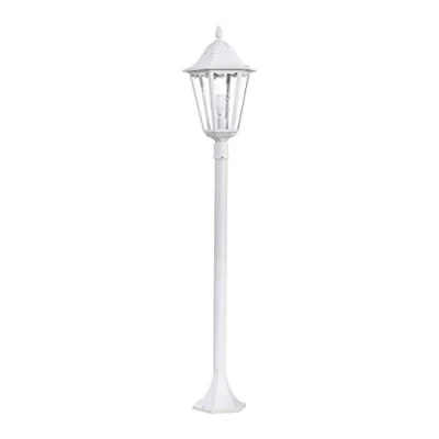 Image de Eglo Lampadaire extérieur Navedo, luminaire sur pied, borne lumineuse, lampe de jardin et chemin en font d’aluminium blanc verre, douille E27, h 120 cm, IP44