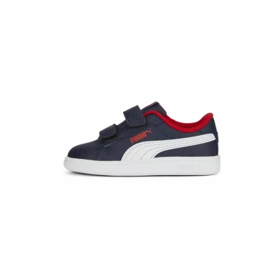 Image de Puma Smash 3.0 V Baskets basses pour enfants, Taille: 21, Navy white for all time red Cuir / matière synthétique