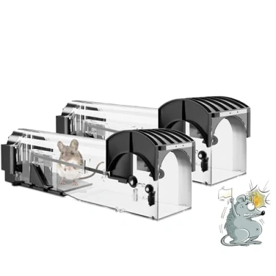 Image de 2Pcs Piège à Souris Vivante pour Intérieur et Extérieur Attrape Sensibilité, Facile Utiliser, Nettoyer, Humain Réutilisables, Libération sans Contact