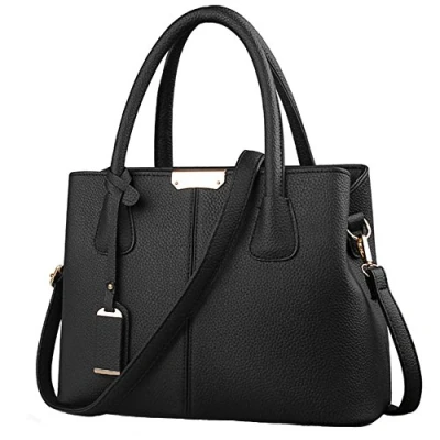 Image de FiveloveTwo Femme Classique Pendentif Personnalité Noir Sac Tote Fourre Tout Clutches Sacs Bandoulière PU Cuir Portés épaule Main Cabas