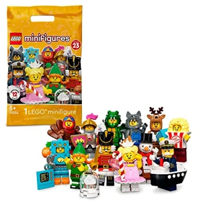 Image de LEGO 71034 Minifigurines Série 23, 1 sur 12 Figurines, Dont la Fée Dragée, Le Robot en Carton et Chevalier du Château Jaune, Sachet Édition Limitée