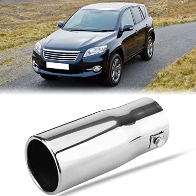 Image de Enjoliveur d&#039;échappement, Tuyau D&#039;échappement de Voiture en Acier Inoxydable Poli pour Modification Embout Arrière un Montage Sur La Plupart Des Berlines