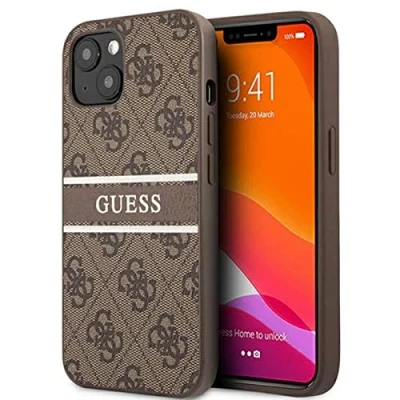 Image de Guess GUHCP13S4GDBR Coque de Protection pour iPhone 13 Mini 5,4&quot; Marron à Rayures 4G