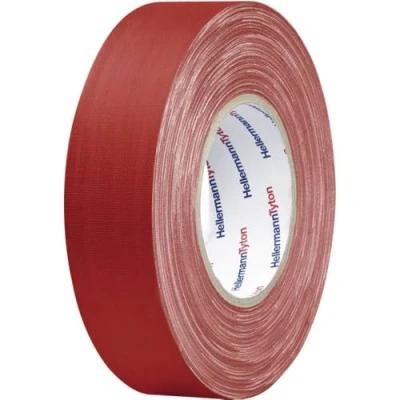 Image de Bande de tissu adhésif HellermannTyton HelaTape Tex Rouge 50 m x 19 mm Multi usages