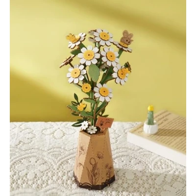 Image de ROBOTIME Puzzle 3D en Bois Fleurs Camomille, de Artificielles, Kits Construction pour Adultes Bricolage, la Saint Valentin, Fête des Mères et Noël