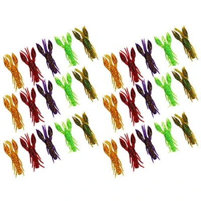 Image de KEENSO Leurres de pêche aux écrevisses, 30PCS PVC Cinq Couleurs 7.5cm 5.5g écrevisses artificiels Appâts Souples avec boîte,