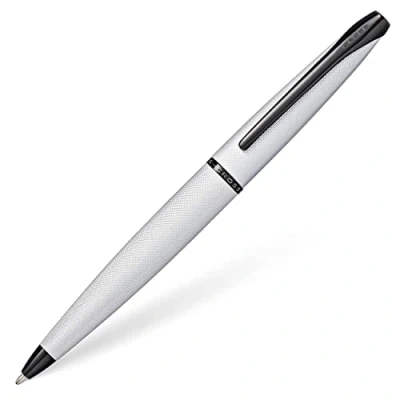 Image de CROSS ATX Stylo bille chrome brossé avec attributs plaqués PVD noir poli/stylo rechargeable Ecrin classique et une recharge d&#039;encre noire