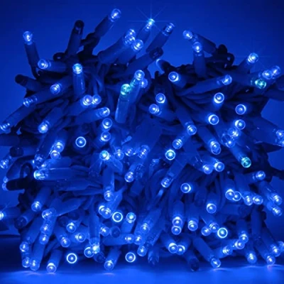 Image de Luccika Chaîne de lumières Noël à LED professionnelle avec MaxiLed pour restaurants hôtels routes et avenues usage extérieur intérieur (bleu flash blanc glacé, 10 mètres 100 LED)
