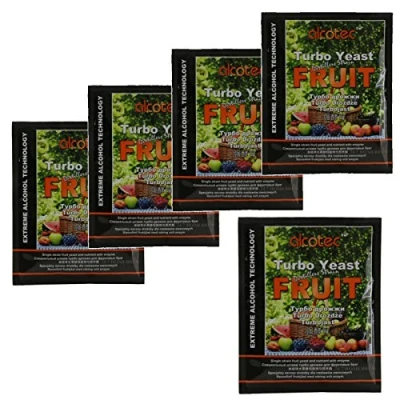 Image de Alcotec Lot de 5 levures fruits avec enzyme 60 g 25 l