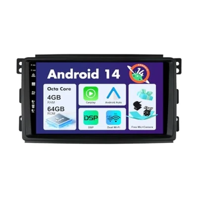 Image de SXAUTO Android 12 IPS Autoradio pour Benz Smart fortwo 451 (2005 2010) sans Fil Carplay/Android Auto/DSP 4G+64G LED Caméra + MIC 9 Pouce 2 Din Dab Volant WiFi Fast Boot 360 Camera AHD BT 4G