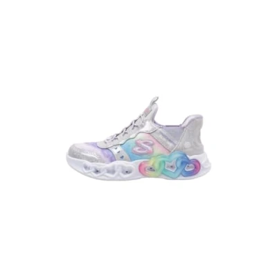 Image de Skechers Infinite Heart Lights Baskets basses silver/multicoloured pour enfants, Taille: 33.5, Silver/multi coloured Matière synthétique / textile