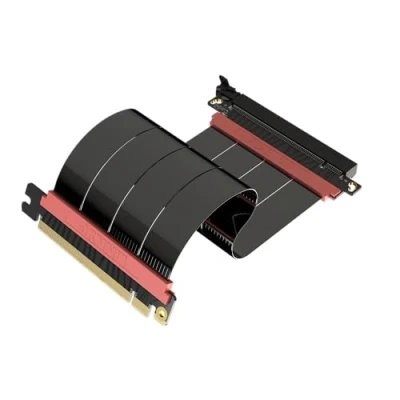 Image de LINKUP AVA5 Câble Riser PCIe 5.0 Futur prêt avec Support GPU Gen 5 Vitesse x16 128Go/s Compatible 4.0 &amp; WRX80/WRX90E 180 Degrés, Noir 20cm