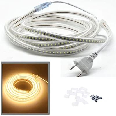 Image de FOLGEMIR Ruban à LED 5m Blanc Chaud, Bande 2835 SMD 144 LEDs/m, 220V 230V Strip, éclairage très lumineux env. 900 LM par mètre, IP65 étanche