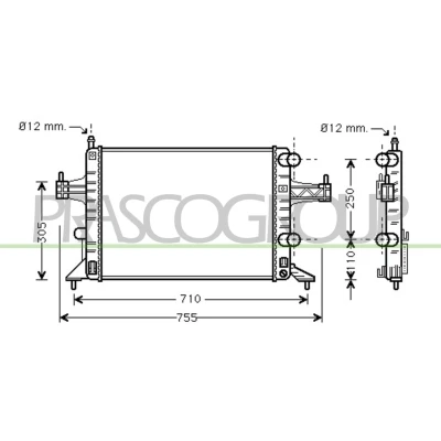Image de PRASCO OP030R001 Radiateur du moteur Aluminium 540 378 23 ailettes jointes mécaniquement OPEL: Corsa C 3/5 portes, Tigra Twintop, Combo Van / Break