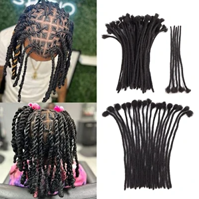 Image de Extension De Locks Cheveux Naturel,Extesnsion Dreadlocks Humains Kinky Curly Twist Locs 12 Pounces 0.6cm 10 Par Paquet