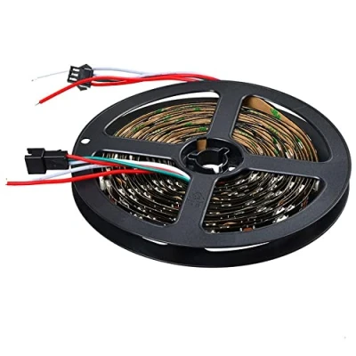 Image de Bande LED WS2812B RGB 5050SMD Individuel adressable Programmable,5V Flexuabke Strip Dream Color DIY Projects Lighting for TV,PC,LED Wall (5M 150LEDs IP30 No Waterproof, Black Pcb)
