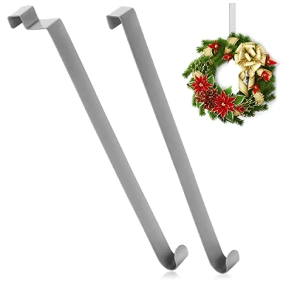 Image de com four® 2X Crochets de Porte en Acier Inoxydable 26 cm pour couronnes et décorations cintres Portes d&#039;appartement à l&#039;intérieur l&#039;extérieur patères Suspendre