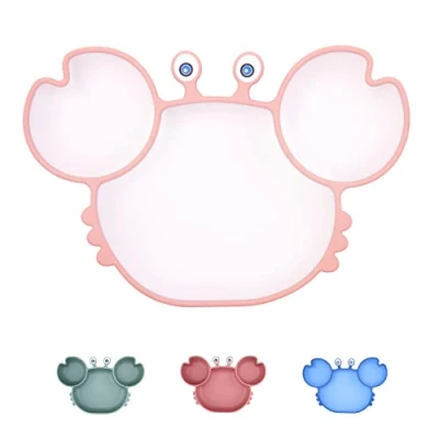 Image de Assiettes en Silicone pour Bébés, Vaisselles à Ventouse Enfants bas âge et Enfants, 100% sans BPA Approuvées par la FDA, Aspiration forte Table,lave Vaisselle au micro ondes