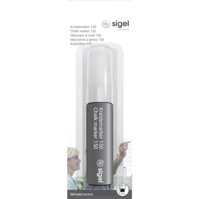Image de SIGEL Ba171 Marqueur à Craie Liquide 150, Effaçable, Pointe Biseautée Largeur 5 15 Mm, Blanc