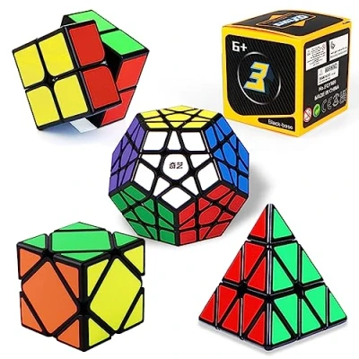 Image de ROXENDA Ensemble Speed Cube, [5 Pack] Cube de Magique 2x2x2 3x3x3 Dodécaèdre Skew Pyramid Vitesse Magique, Puzzle Lisse, Jeux QI pour Les Enfants