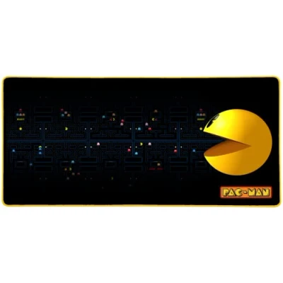Image de Konix Pac Man Tapis de Souris Gaming XXL 90 x 46 cm Base antidérapante en Caoutchouc Noir et Jaune