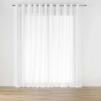 Image de douceur d&#039;intérieur, Voilage à Œillets (400 x 240 cm) Haltona Blanc, Effet Lin Tissé, Naturel