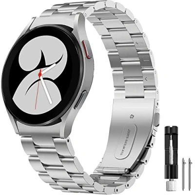 Image de Issinlky No Gap Bracelet pour Samsung Galaxy Watch 7, Métal 7/FE/6/5/4 40mm 44mm/Watch 6 Classic 43mm 47mm/Watch 5 Pro 45mm/Watch 4 42mm 46mm