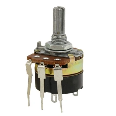 Image de sourcing map 500K ohm Potentiomètre conique linéaire à trois bornes arbre fendu moleté de 6mm B500K