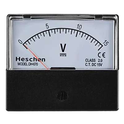 Image de Heschen Voltmètre rectangulaire avec panneau analogique DH 670 Type DC 0 15 V Classe 2.0 CE