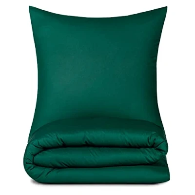 Image de Alreya Renforcé Housse de Couette 100% Coton 200 x 220 cm Parure lit avec 2 taies d&#039;oreiller 80 Fermeture éclair Vert forêt