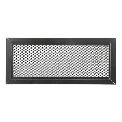 Image de Grille de Ventilation en Aluminium Perforé Noir avec Filet Métallique, Revêtement Poudre RAL9005, d&#039;Aération Intérieur/Extérieur, Diffuseur d&#039;Air Chaud. (33 x 12 cm)