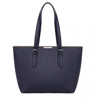 Image de David Jones Sac à Main Shopping Femme Grand Format Cours Lycée Fille Cabas Fourre Tout Porté Epaule Cuir PU Anse Longue Shopper Grande Capacité A4 Etudiante Travail Bleu Foncé